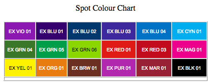 NCR Bill Book Quotation colour chart