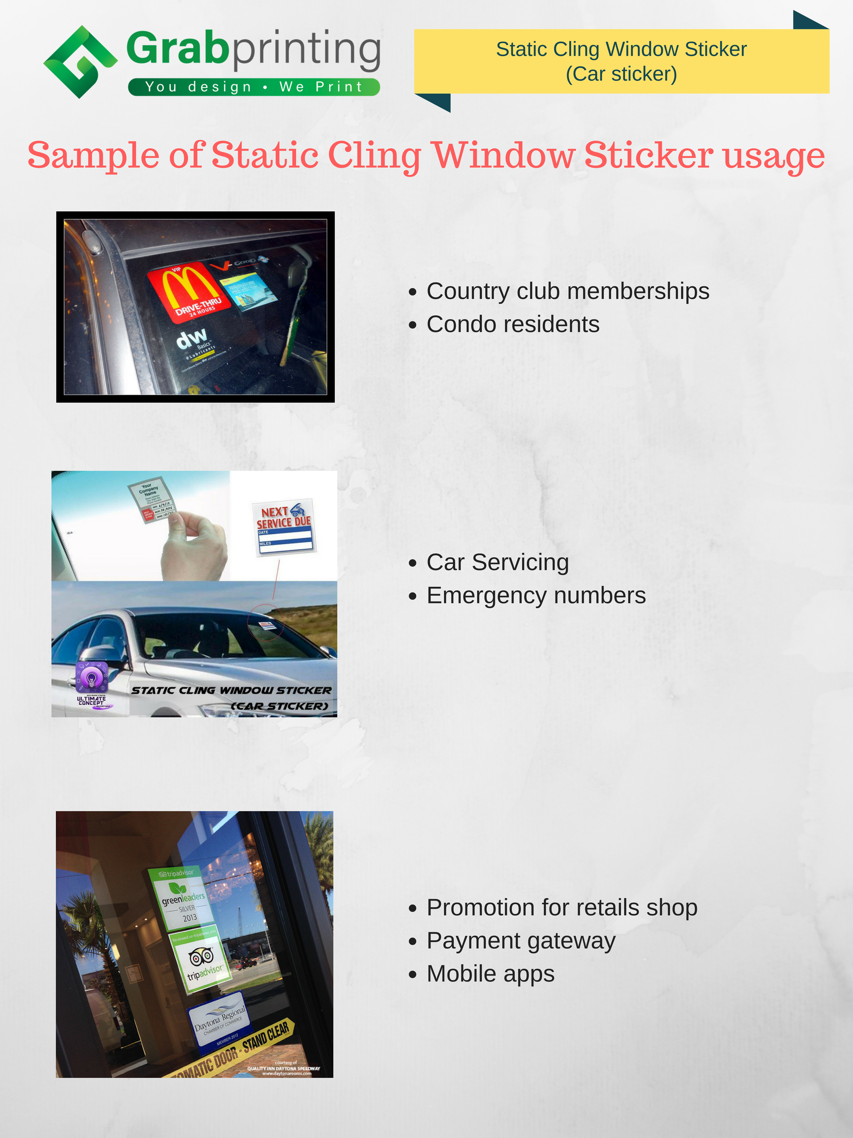 window decal sticker Static Cling Window Sticker Sample usage of Static Cling Window StickerCar Sticker